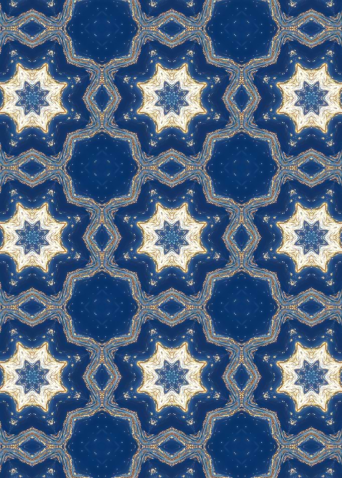 Blue and Gold Kaleidoscope Pattern