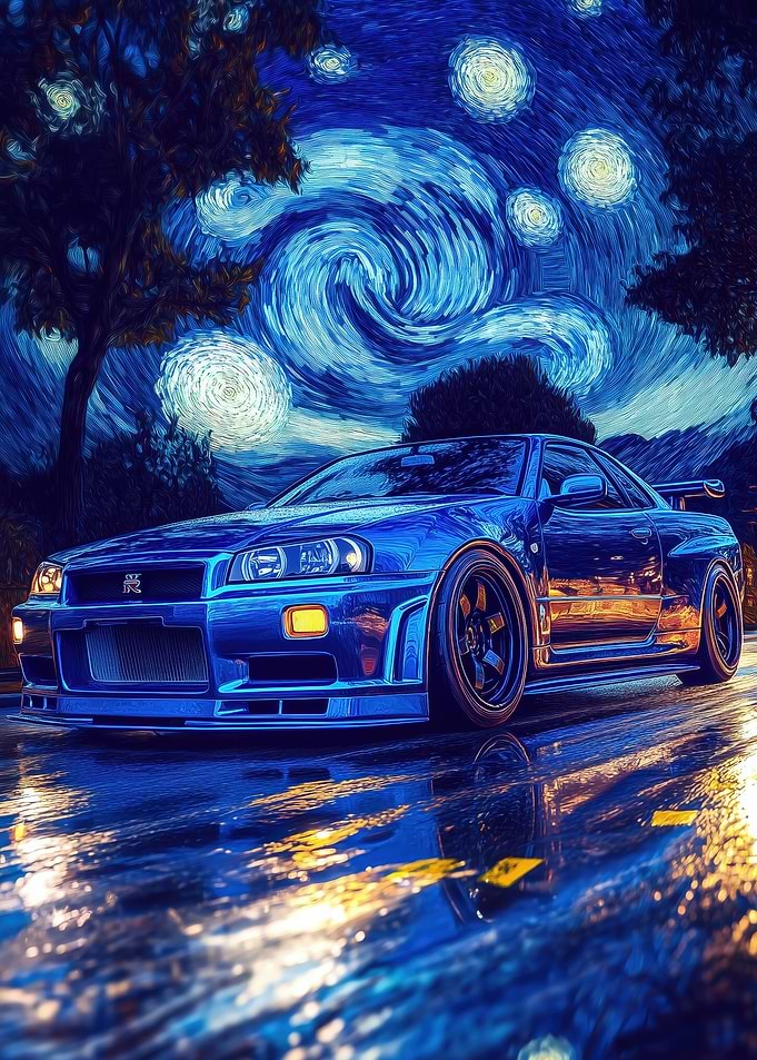 Nissan Skyline R34 in Starry Night