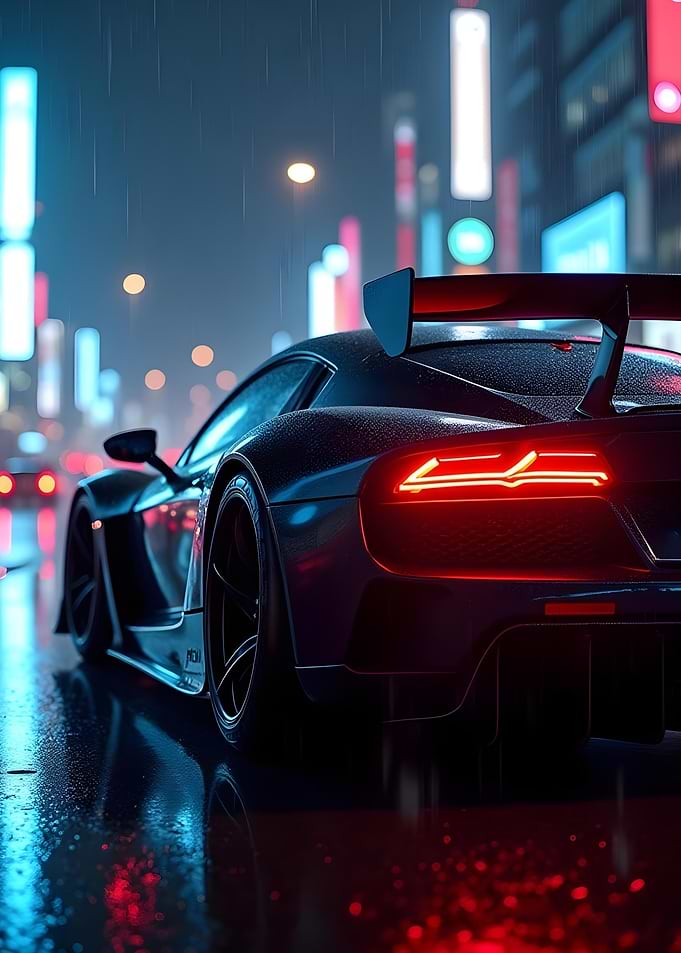 Black Sports Car in City