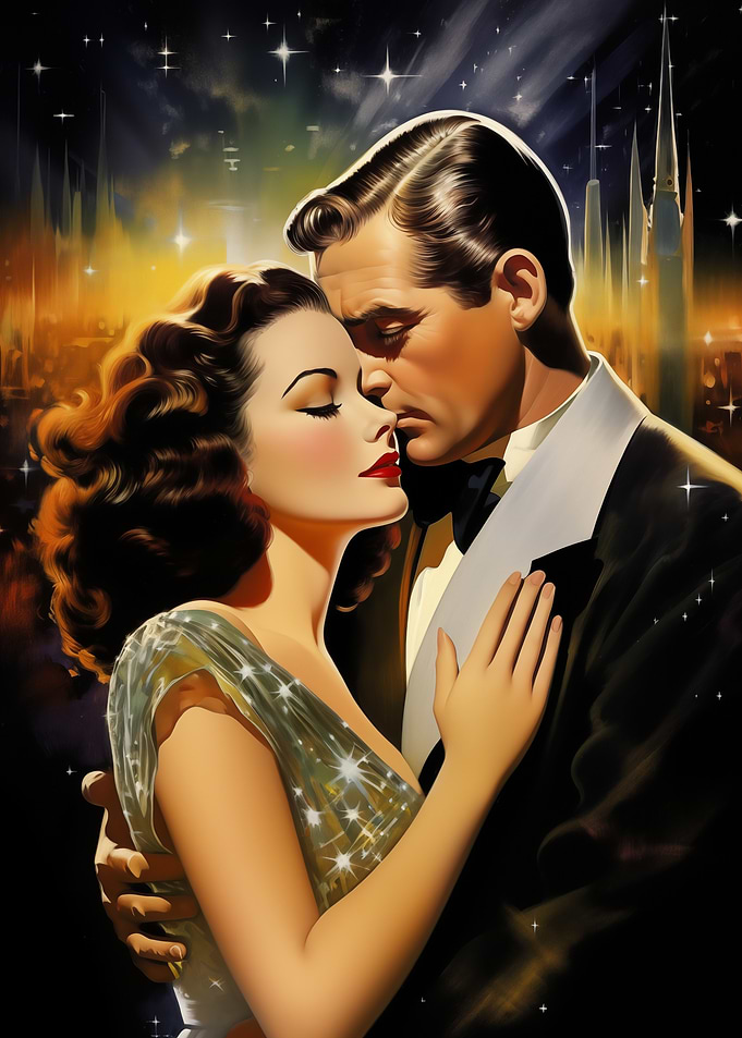 Romantic Couple in City Lights