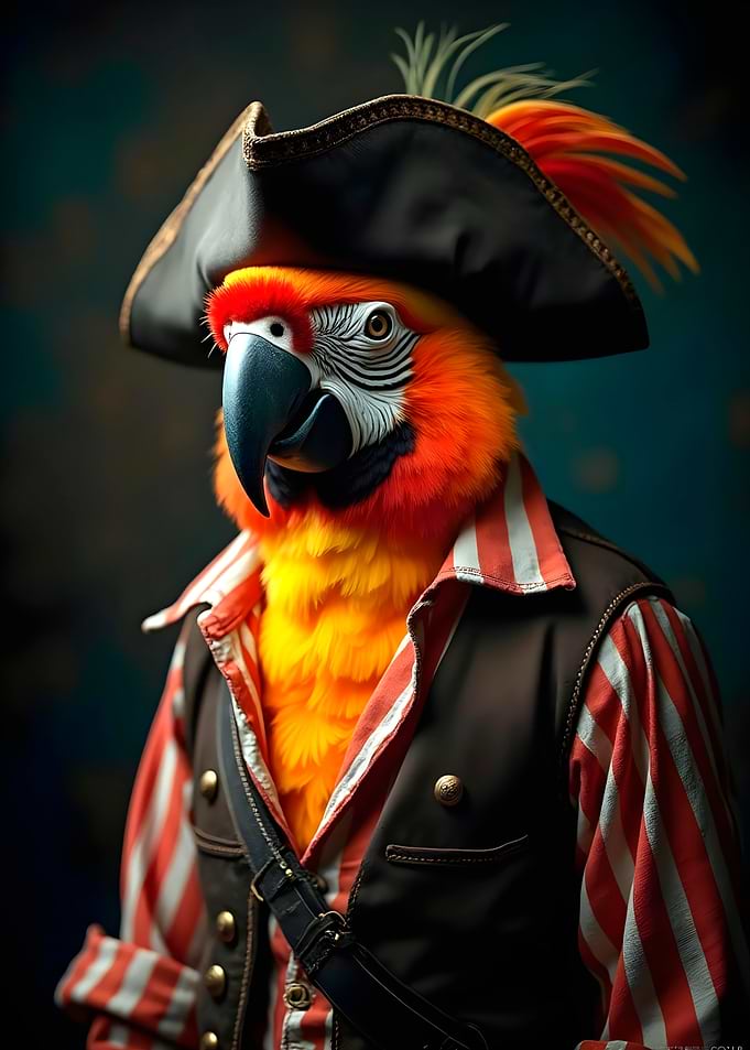 Macaw Parrot in Pirate Attire