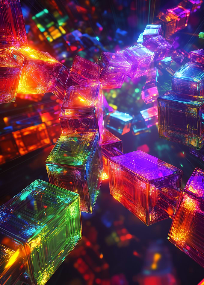 Rainbow Cubes Abstract
