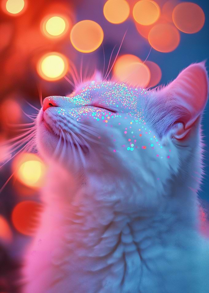 Glitter Cat in Lights