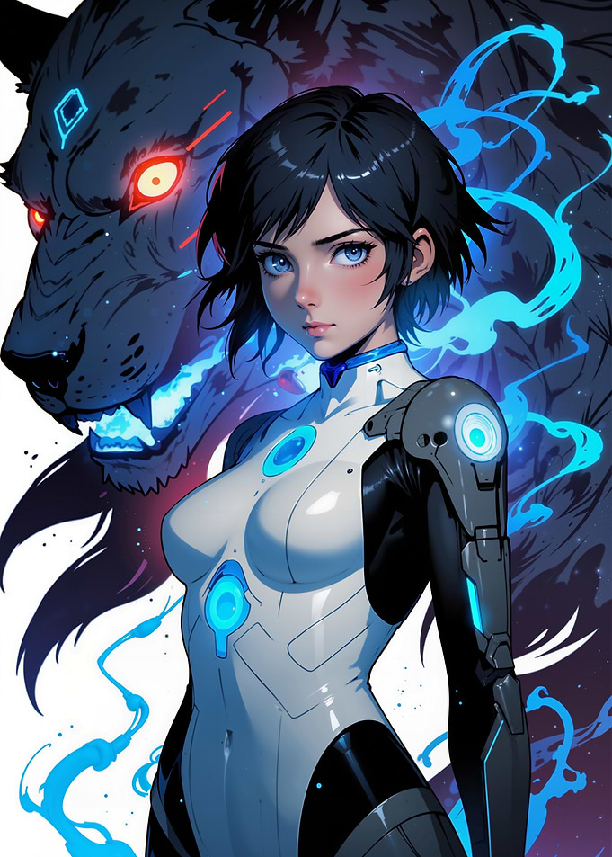 Anime Girl with Wolf