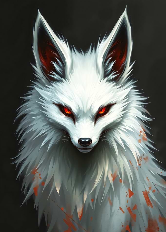 White Fox with Red Eyes