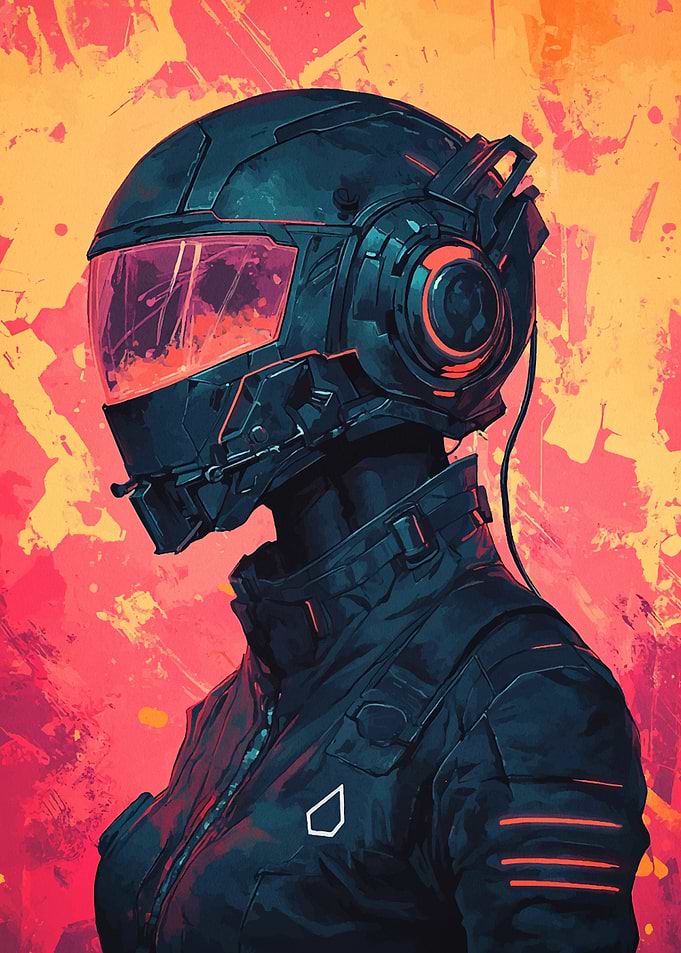 Cyberpunk Helmet Portrait