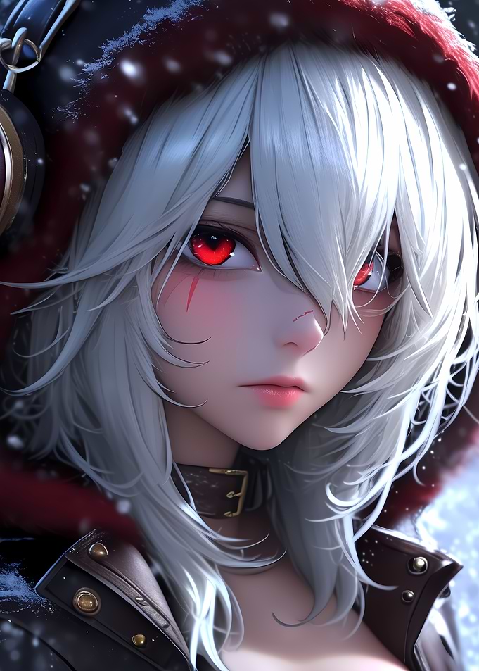 Anime Girl with Red Eyes Gaming
