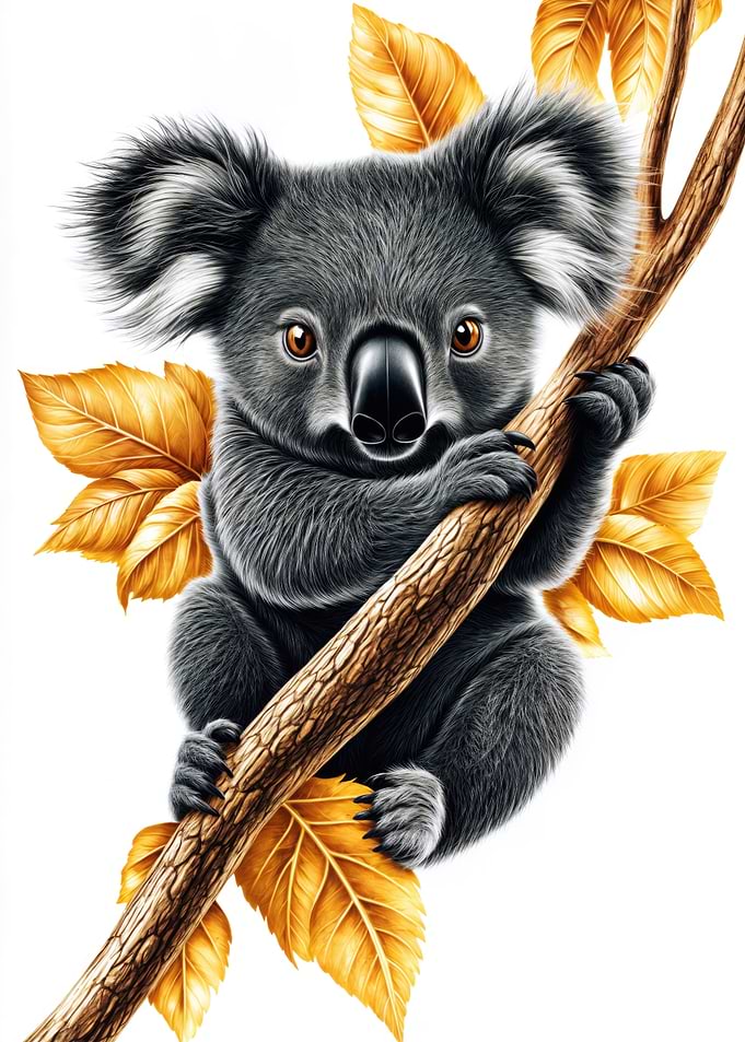 Cute Koala on Branch