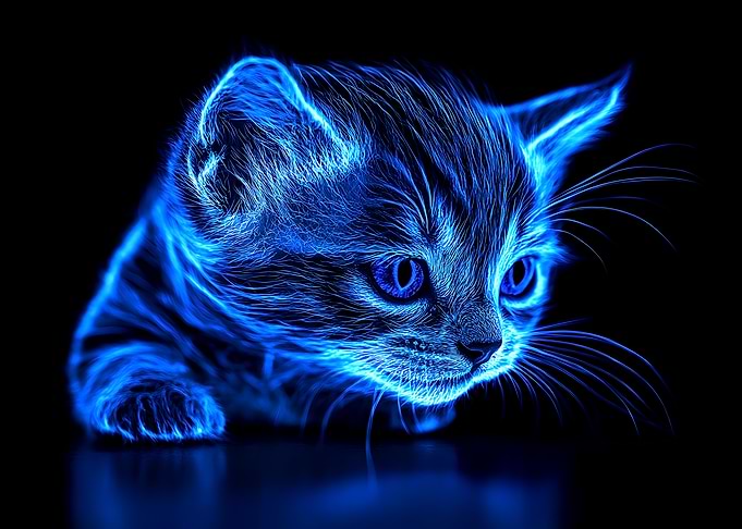 Neon Kitten Blue Eyes Curious