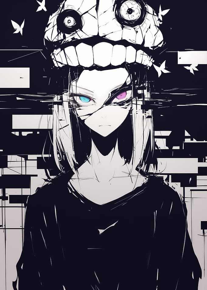 Anime Girl with Distorted Mask