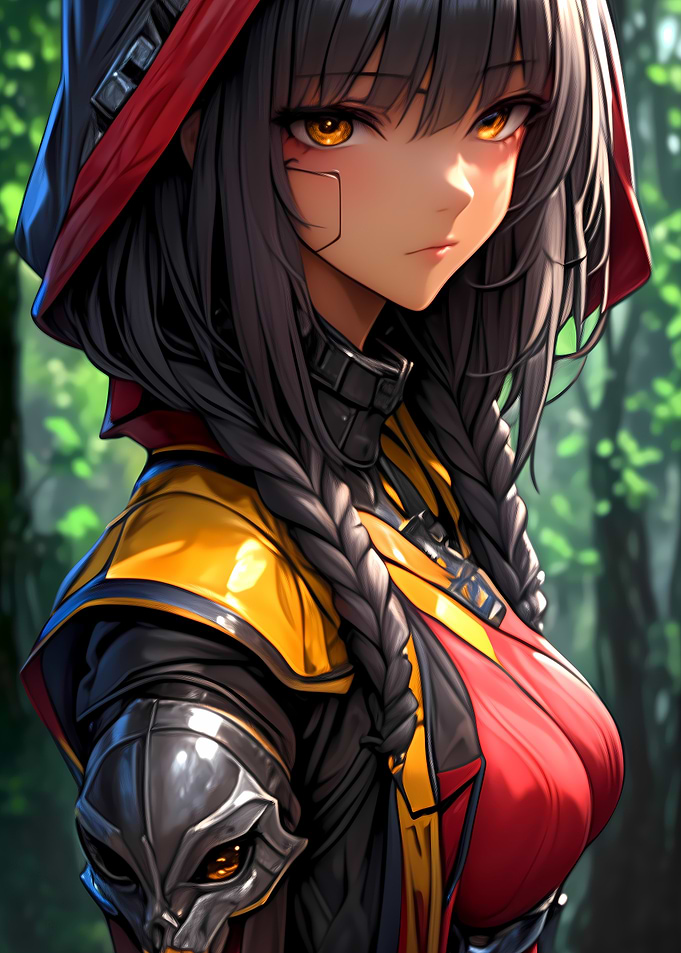 Anime Girl with Braids Gaming
