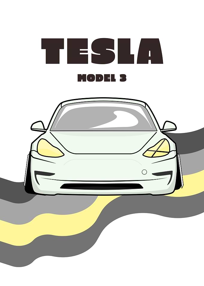 Tesla Model 3 Illustration | RETRO ART