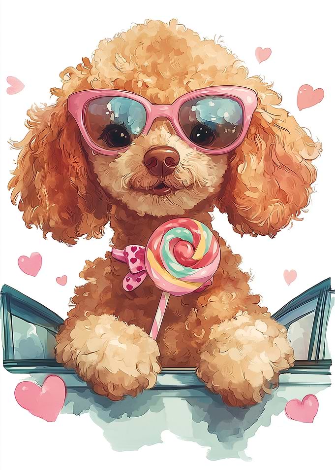 Poodle with Lollipop