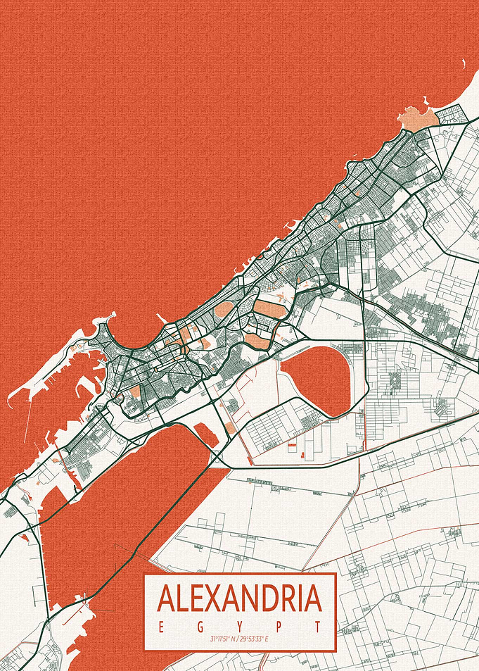 Alexandria Map Egypt Bohemian