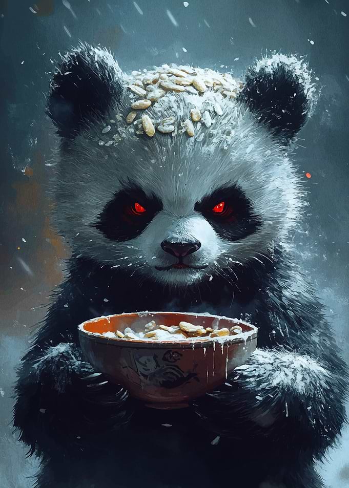 Angry Panda with Bowl