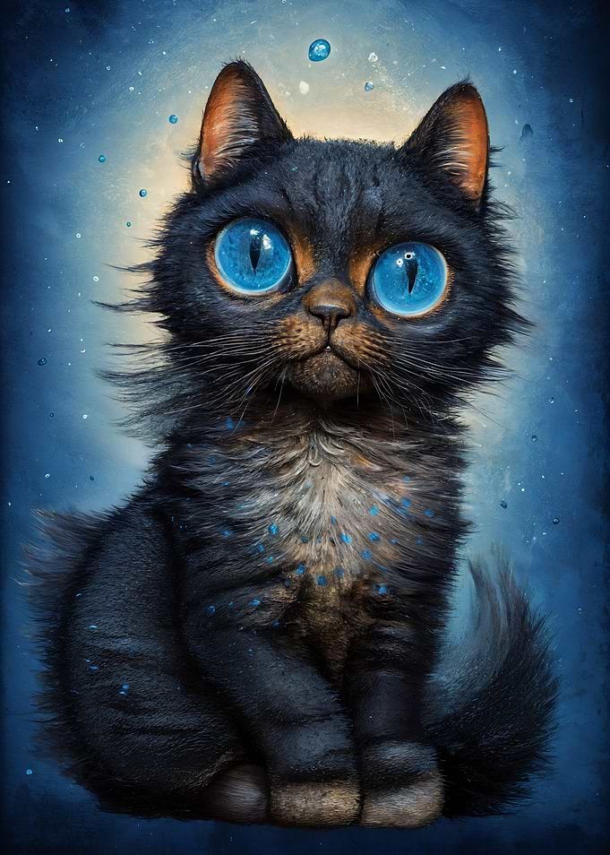 Black Cat with Striking Blue Eyes