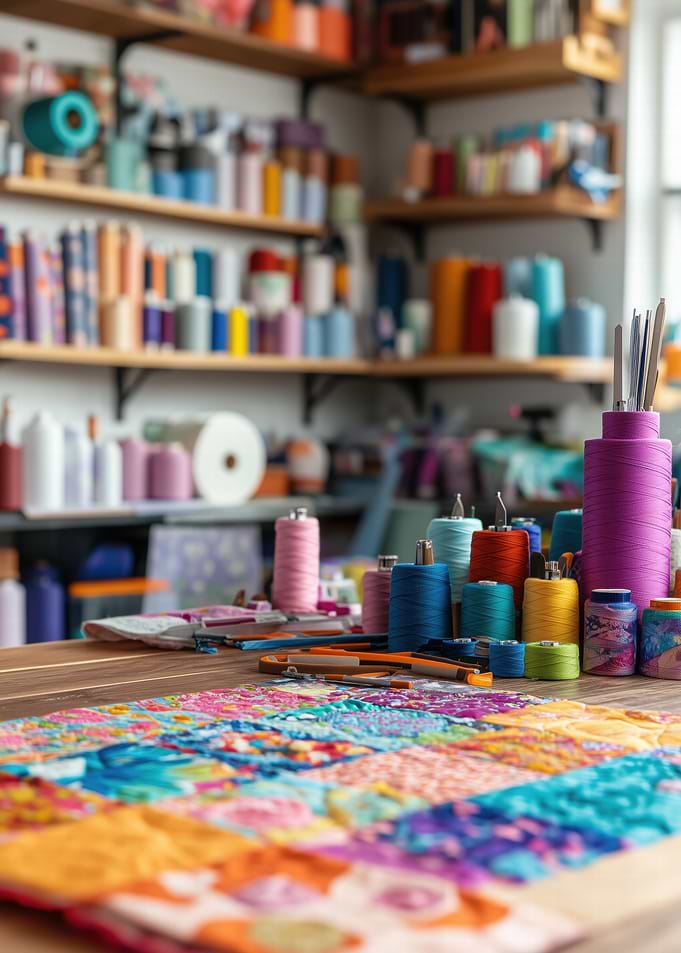 Colorful Fabric and Thread