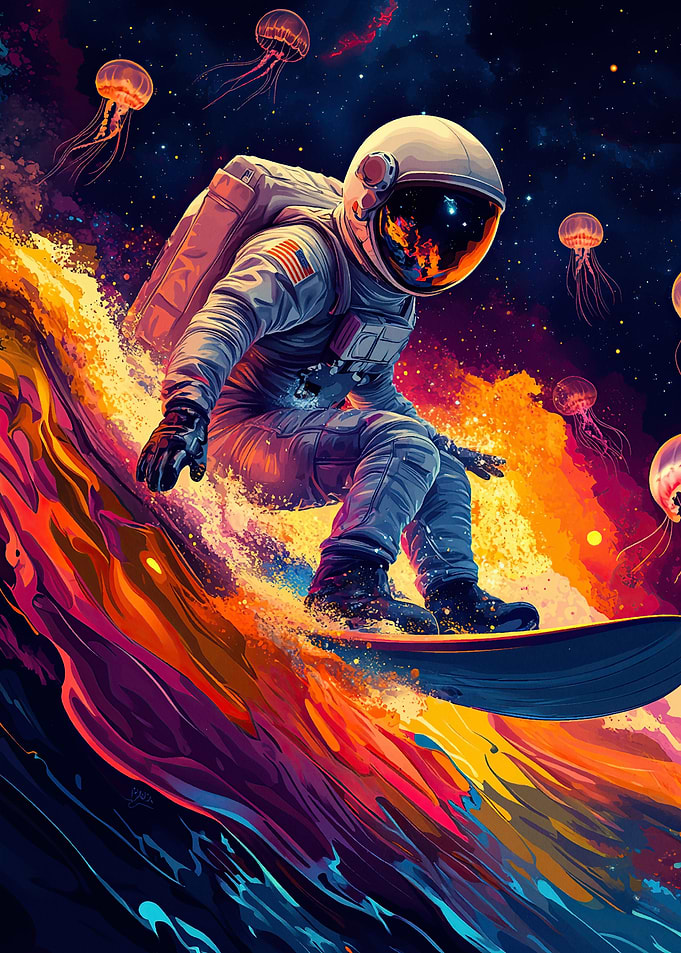 Astronaut Surfing in Space