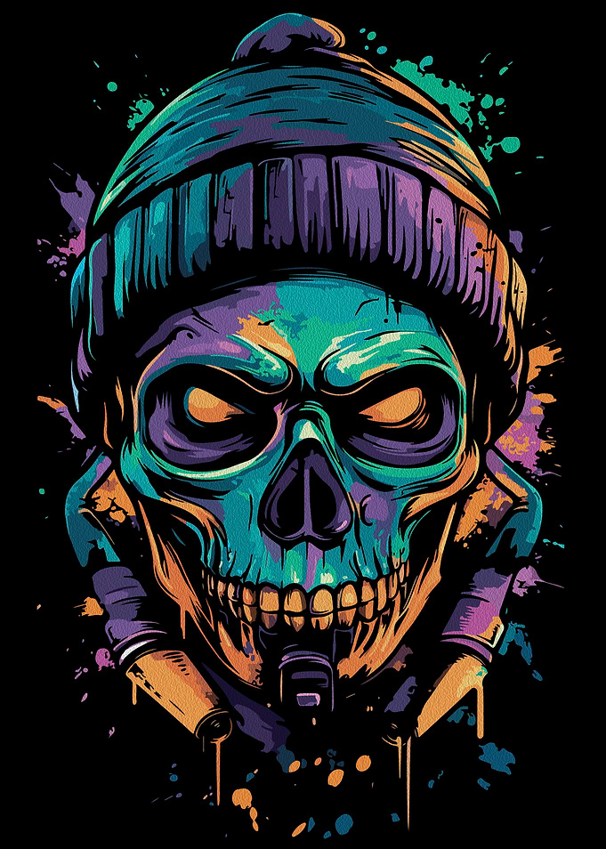 Neon Skull: Graffiti Glow