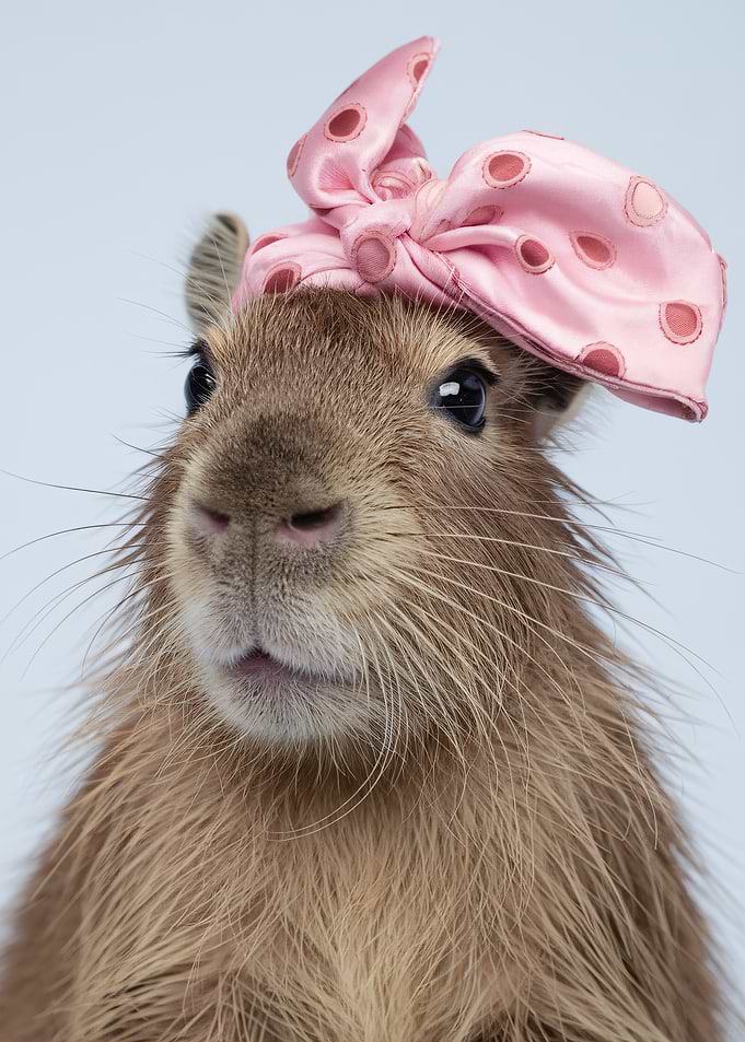Capybara with Pink Bow