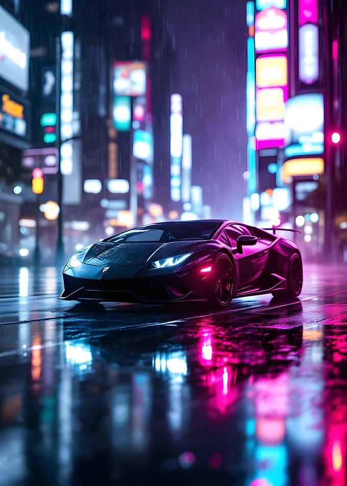 Lamborghini in Neon City