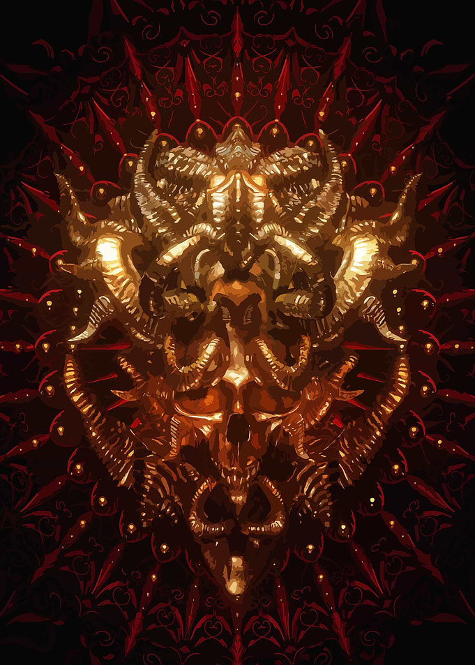 Golden Skull with Horns