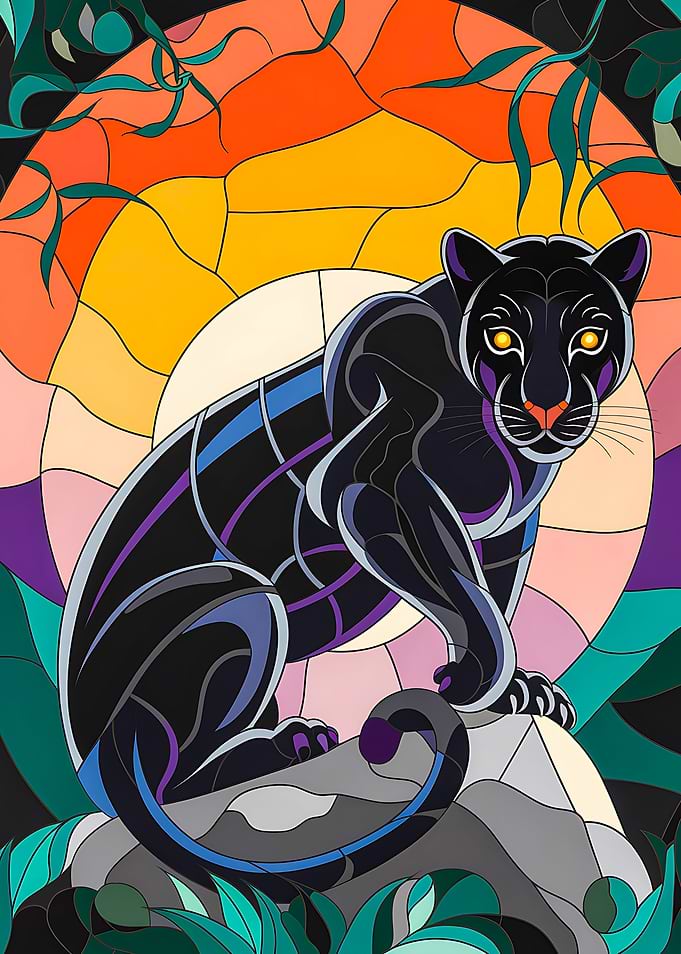Black Panther in Stained Glass