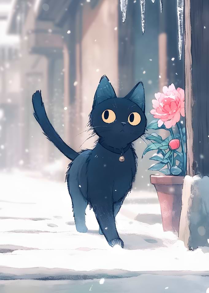 Black Cat in Winter