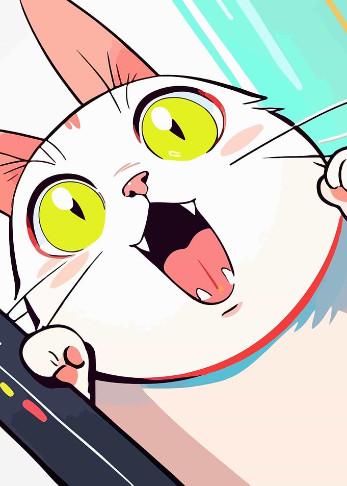 Excited Cartoon Cat