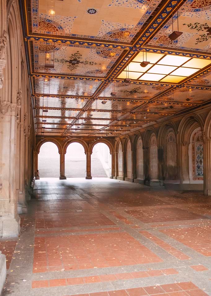 Arched Walkway with Ornate Ceiling
