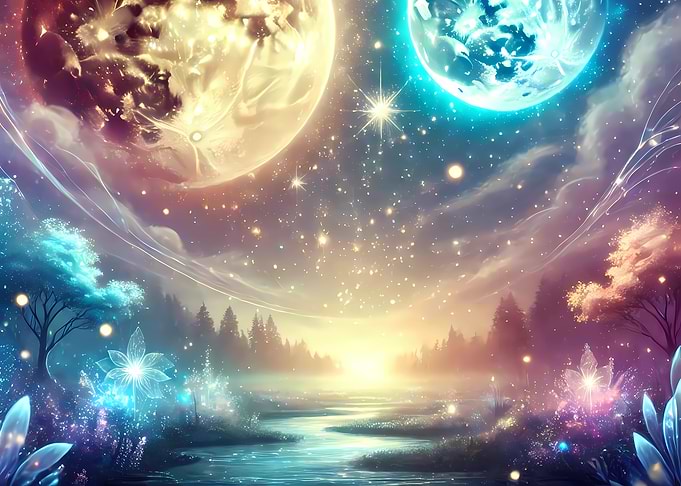 Fantasy Forest with Twin Moons