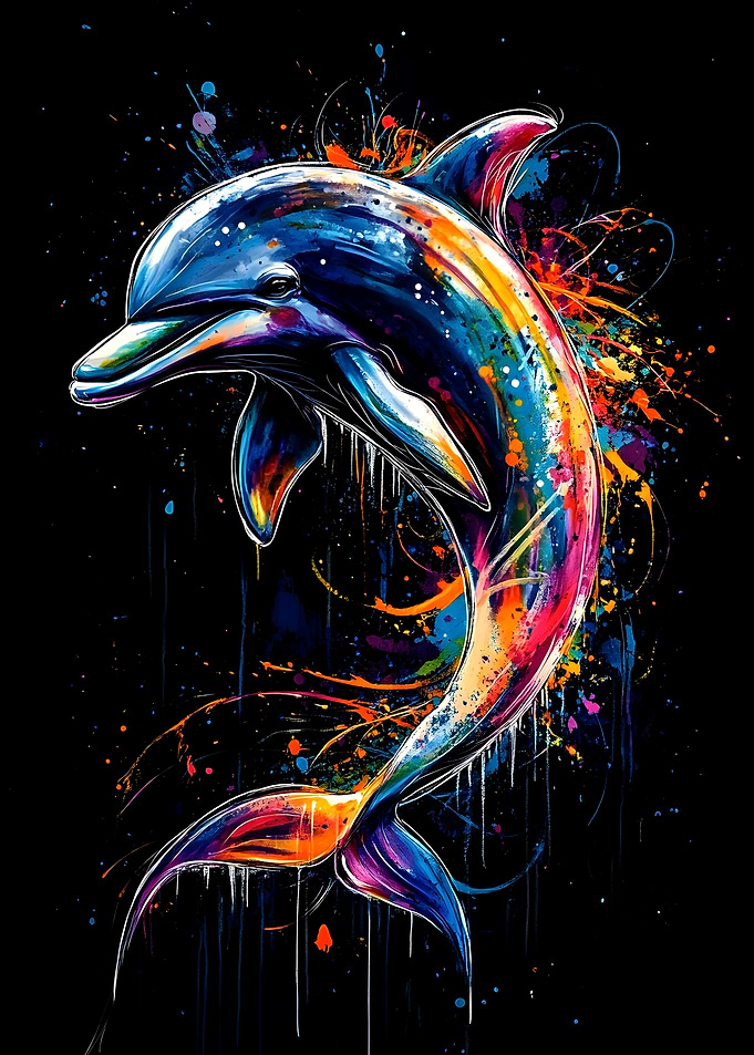 A majestic Rainbow Dolphin Splash