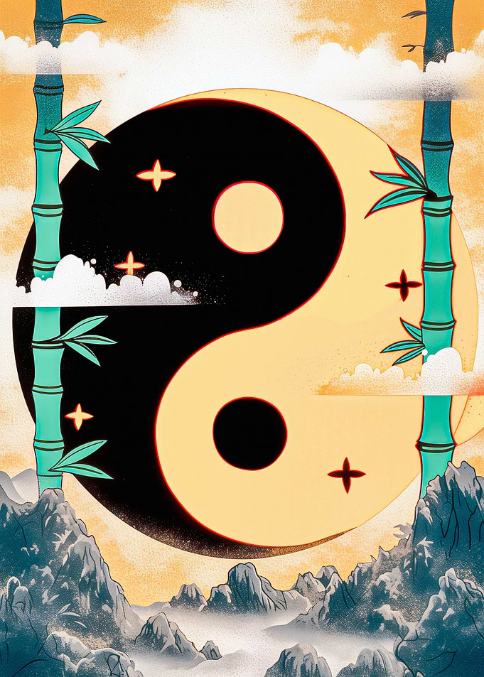 Yellow Yin Yang Bamboo Art