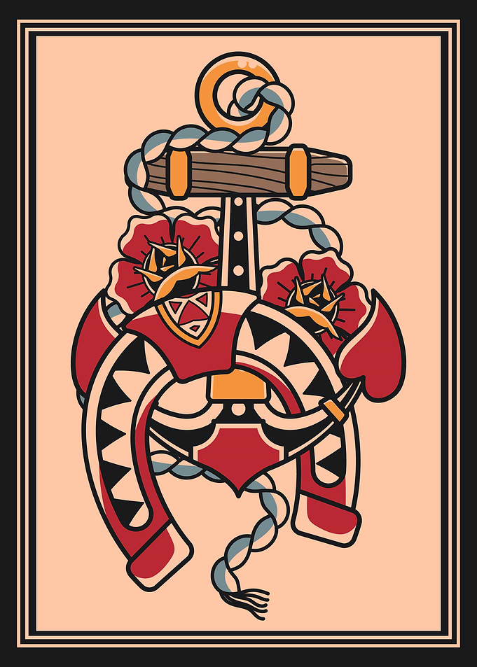 Anchor & horseshoe vintage illustration