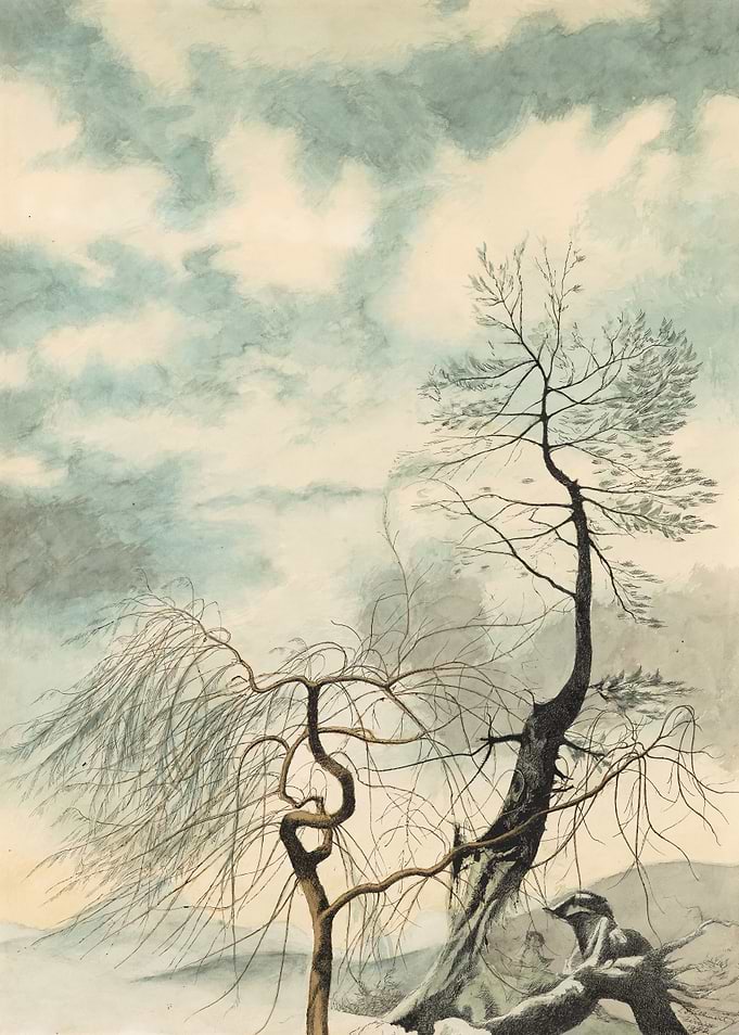 Winter Trees Watercolor
