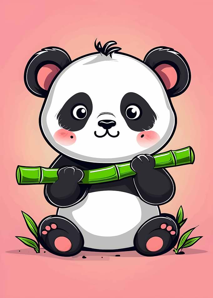 Cute Panda with Bamboo