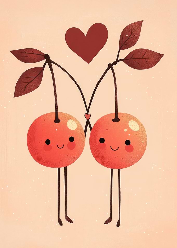 Cherries Valentine decor | Cherry Couple in Love