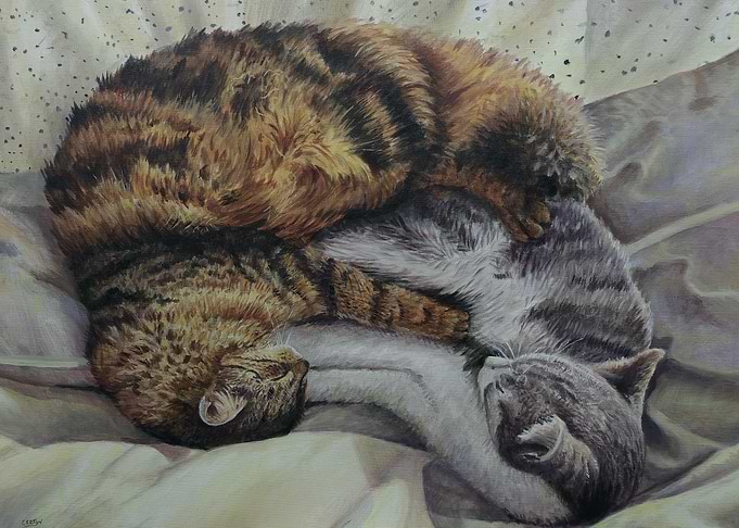 Sleeping Cats Painting
