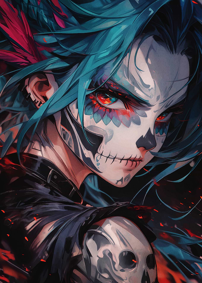 Anime Girl with Skull Makeup