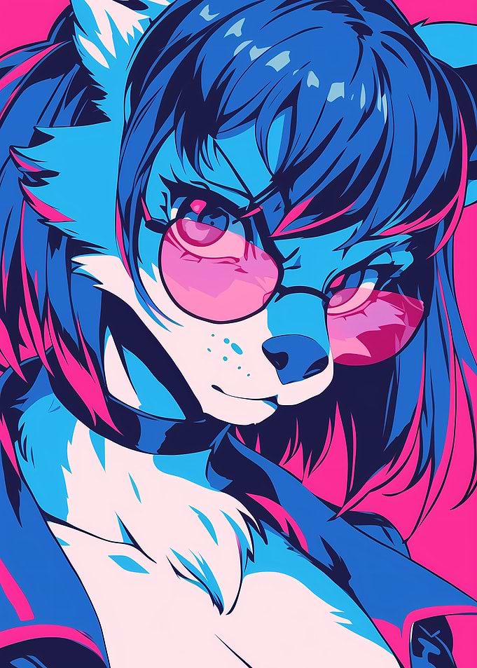 Blue and Pink Furry Girl