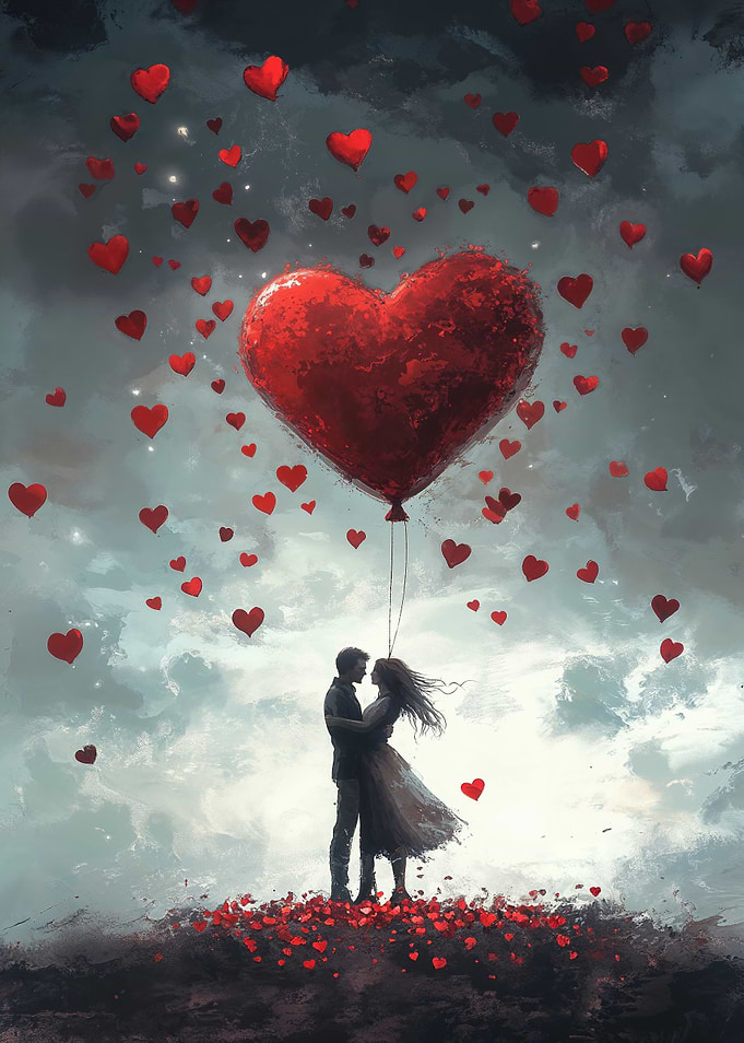 Couple and Heart Balloon