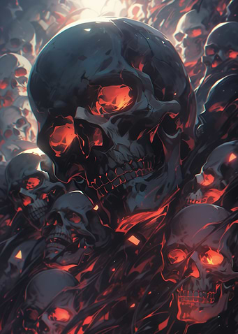 Glowing Skulls anime style
