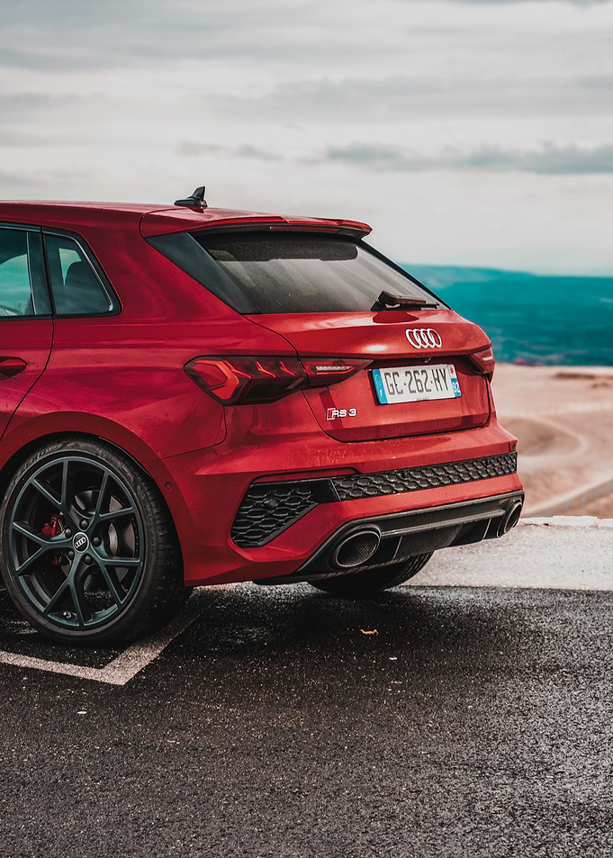 Red Audi RS3 Rear View