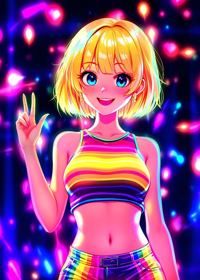 Anime Girl in Neon Lights