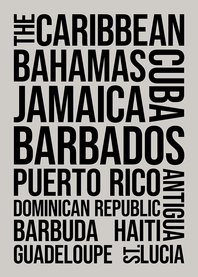 The Caribbean Islands Typography Word Art