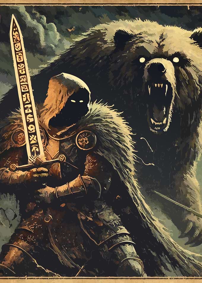 Knight and Bear Dark Fantasy