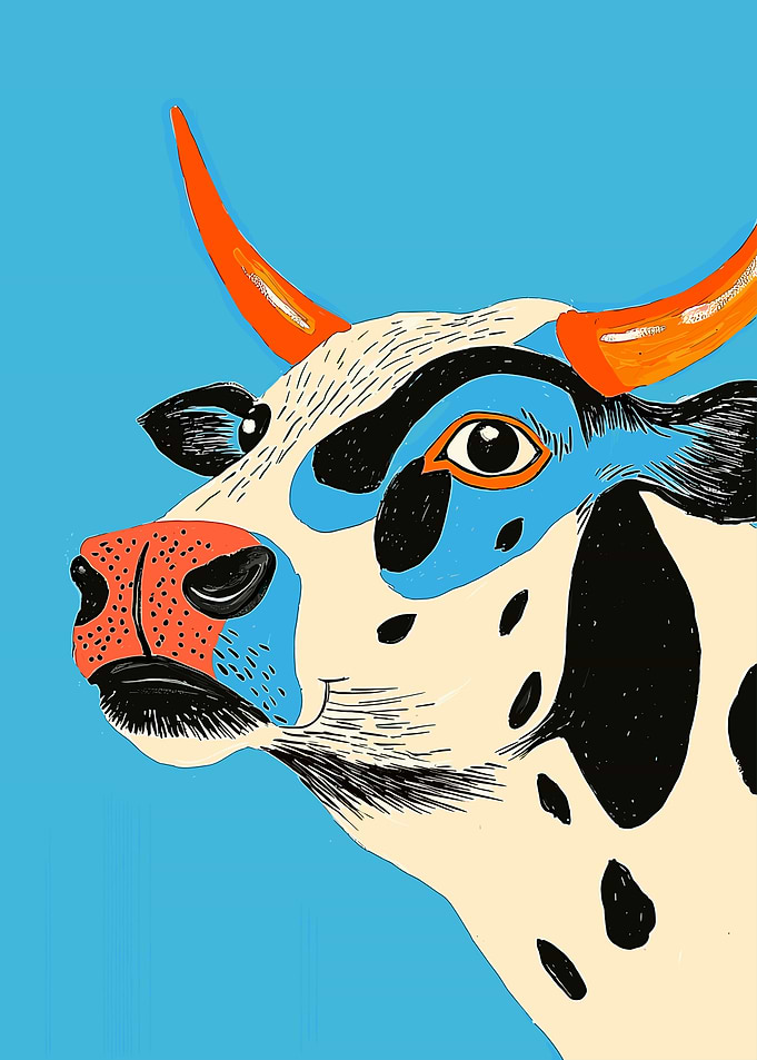 Colorful Cow Portrait