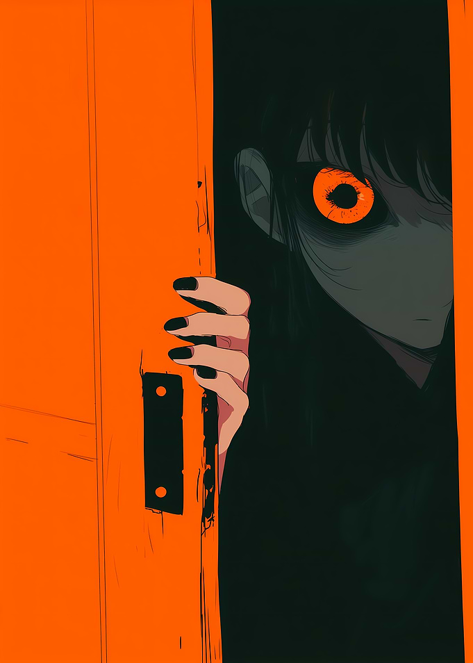 Anime Girl Peeking Through Door