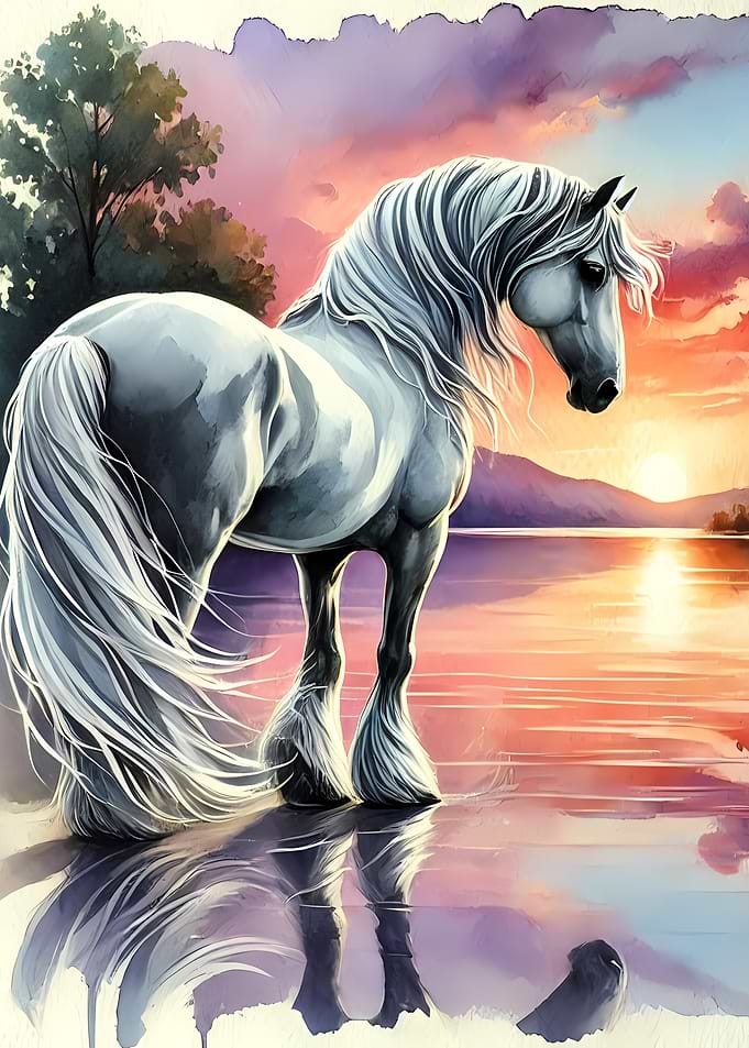 White Horse at Sunset