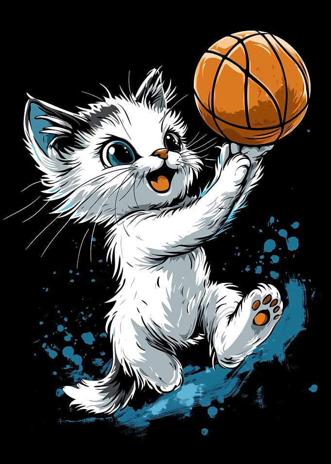 Cat with Basketball